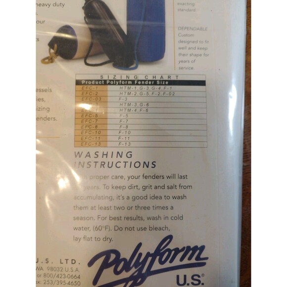 POLYFORM EFC-1 Blue Boat Fender Cover, Fits F-1, HTM-1, G-3, G-4 Boat Fenders - Picture 3 of 3
